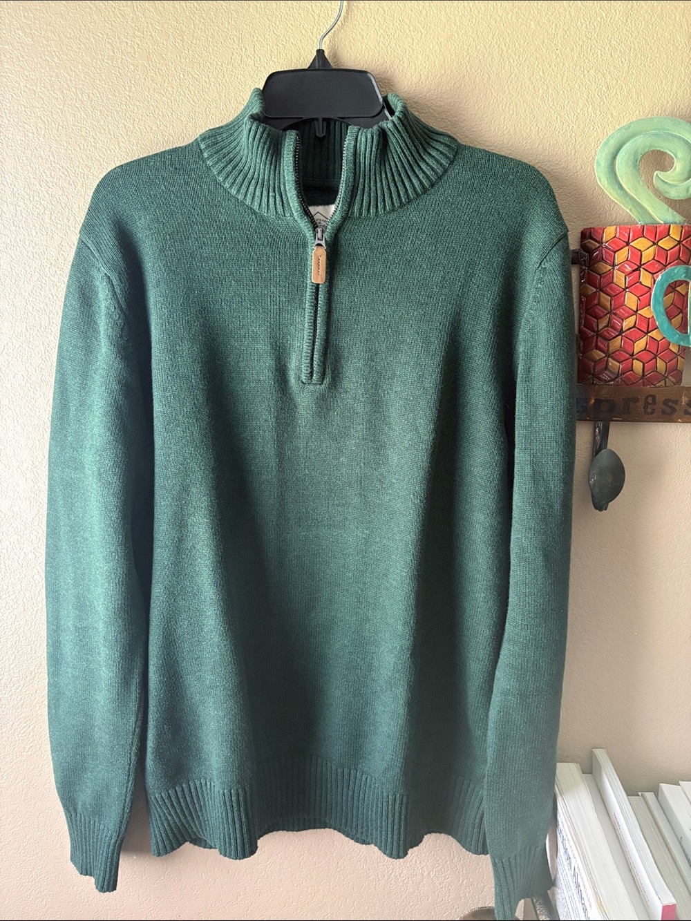 Men's Half-Zip Mock Neck Sweater in Hunter Deep Green